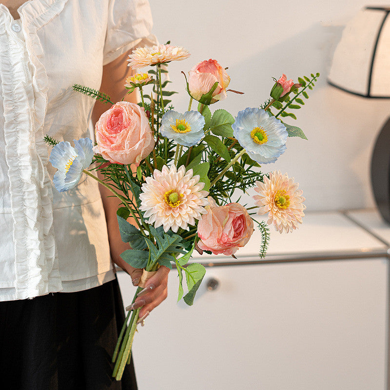 19 Inch Silk Artificial Flower Bouquet, Pre-Arranged, Bulk Wedding and Home Decor Centerpieces