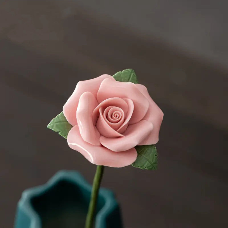 Porcelain Rose Flower Stems 10 Pcs Ceramic Craft Floral Decoration Bulk
