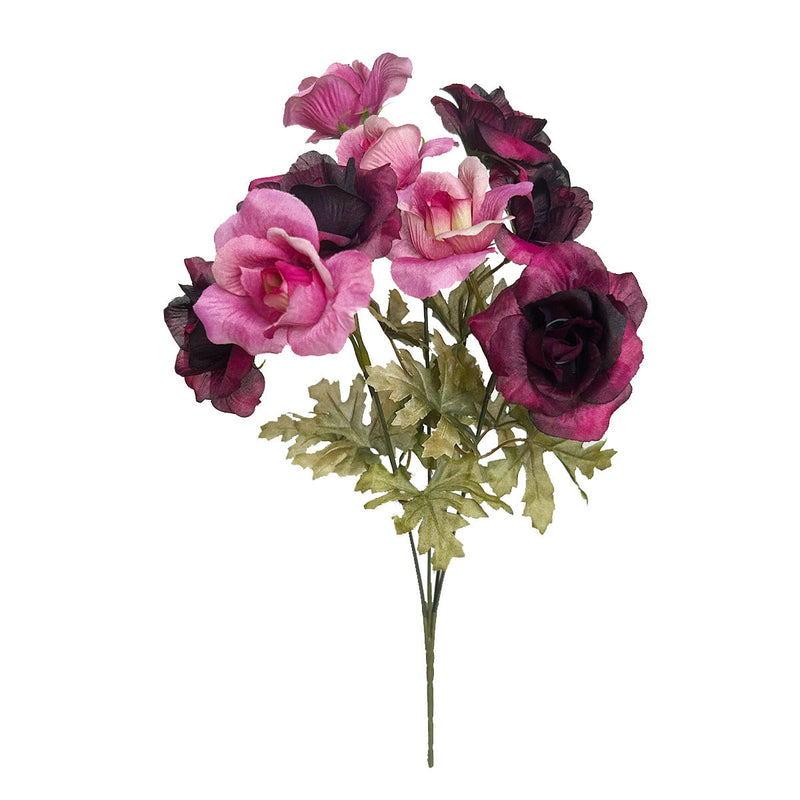 14.9 Inch Artificial Rose Bush Bouquet, 1 Pc Faux Silk Flower Arrangement for Fall Autumn Home Decor