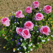 30 Pcs Mixed Artificial Rose Flowers with Greenery, UV Resistant Outdoor Faux Plants