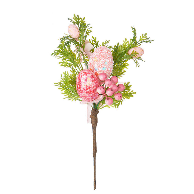 6 Pcs Artificial Easter Flower Stems with Egg Ornaments, Faux Silk Floral Stems Bulk