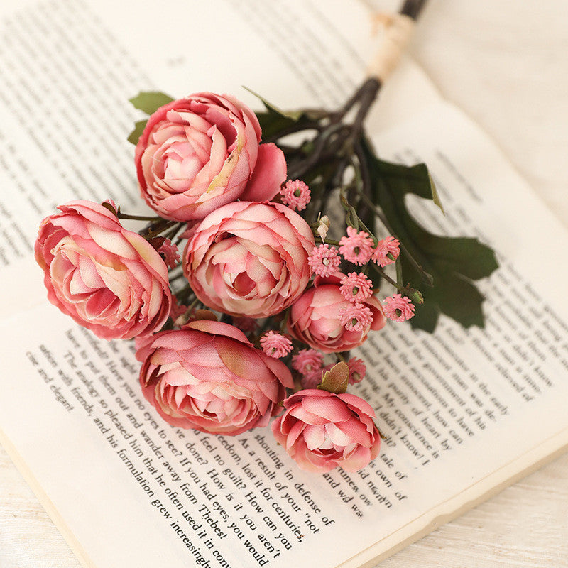 12.5 Inch Artificial Autumn Ranunculus Bouquet, 10 Pcs Realistic Fall Flowers for Thanksgiving Tabletop, Wreath, DIY Decor