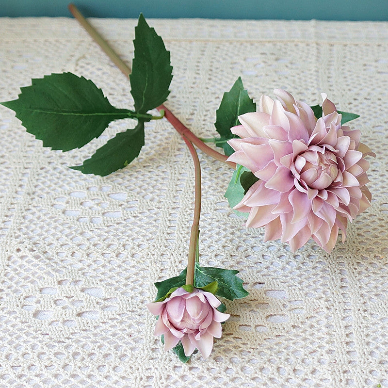 21 Inch Artificial Purple Dahlia Stems 10 Pcs Bulk Autumn Flowers Decoration