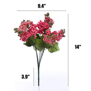 3 Bundles 14 Inch Pink Artificial Berry Bushes Bulk Faux Silk Stems