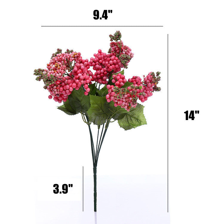 3 Bundles 14 Inch Pink Artificial Berry Bushes Bulk Faux Silk Stems