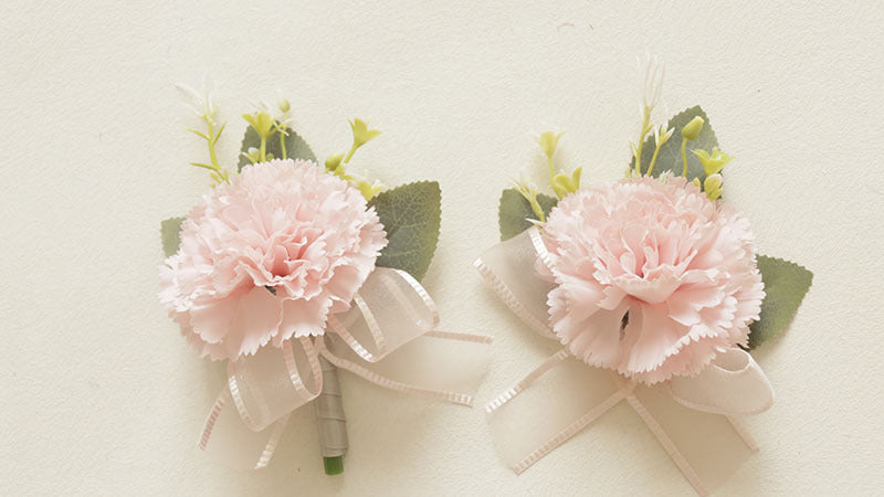Carnation Corsage and Boutonniere Set, Bulk Wedding Party Flowers, Artificial Silk, Multiple Pieces