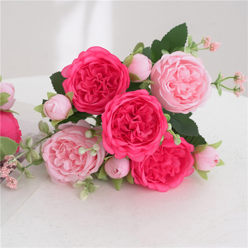 11.8 Inch Small Artificial Spring Peony Bush Bouquet, Bulk Flower Arrangements