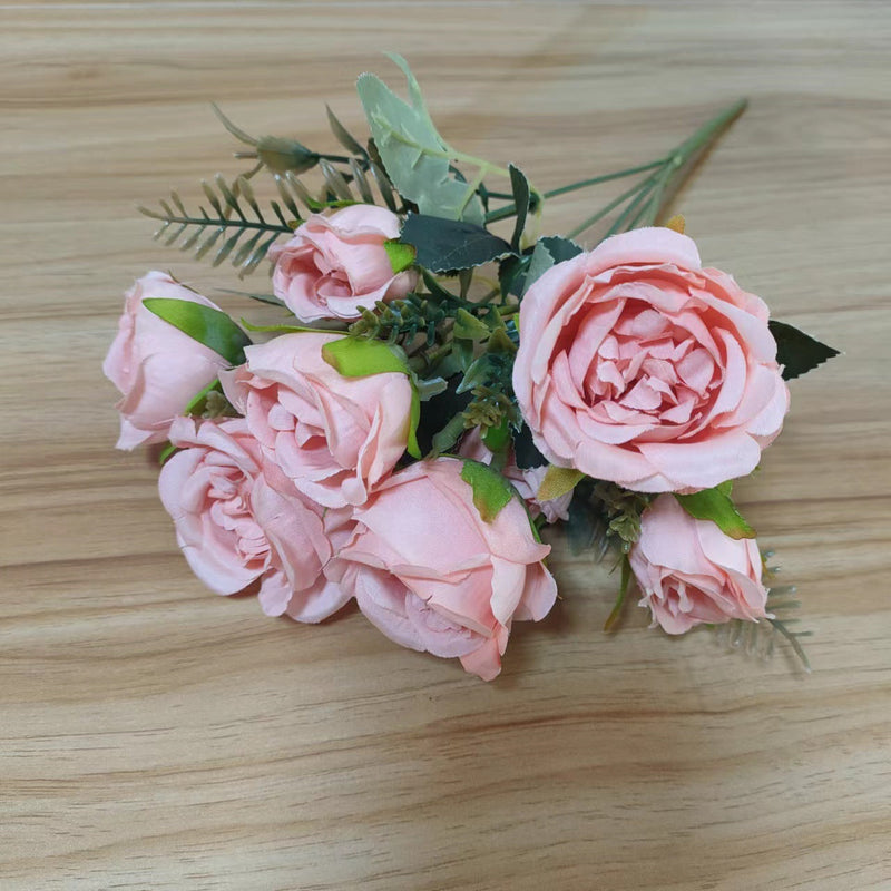 11 Inch Mini Artificial Rose Bush Stems 10 Pcs Fall Wedding Decoration Flowers