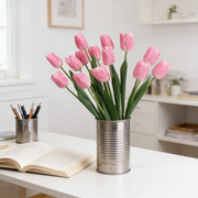 6 Pcs 20 Inch Deep Pink Silk Tulip Stems Artificial Flowers for Home Wedding Decor