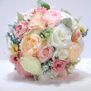 9 Inch Round Artificial Peony Bridal Wedding Bouquet Bulk Wholesale
