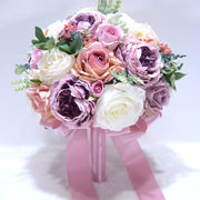 9 Inch Round Artificial Peony Bridal Wedding Bouquet Bulk Wholesale