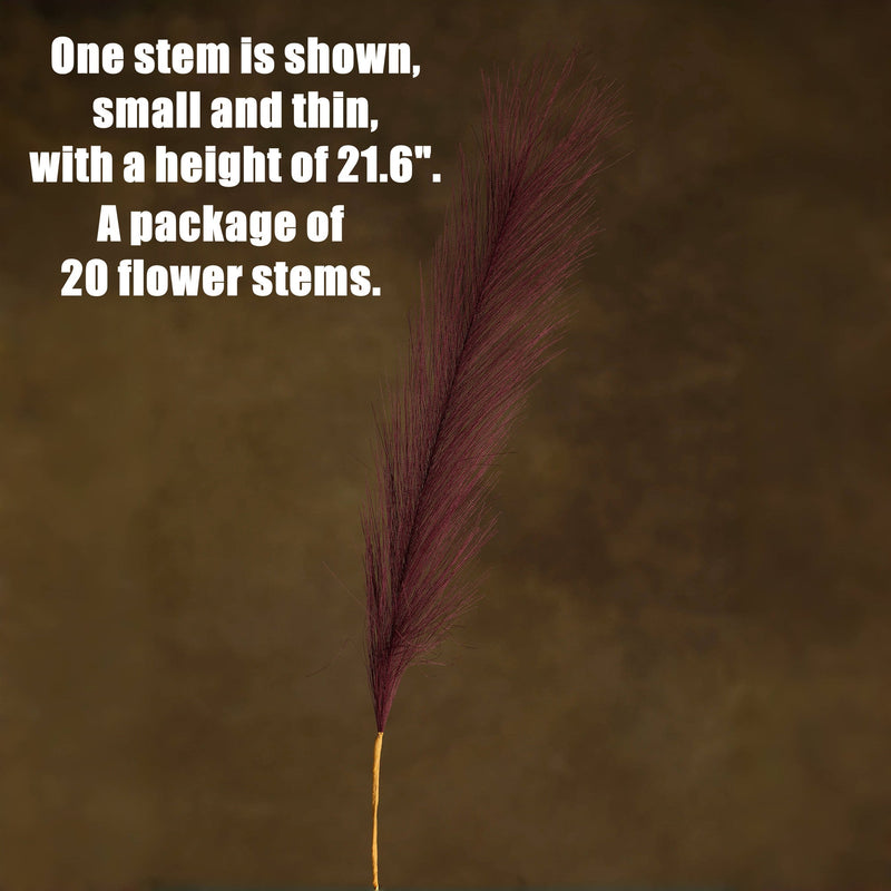 20 Pcs 21.6 Inch Plum Artificial Pampas Grass Stems for Floral Arrangements