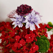 Luxury Box Plum Velvet Artificial Silk Peony Dahlia Flowers with Stems, 10 Pcs, 12 Inch, Bulk for DIY Wedding