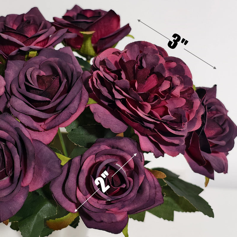11 Inch Artificial Plum Peony Bush Stems, 10 Pcs Silk Flowers for Table Centerpieces