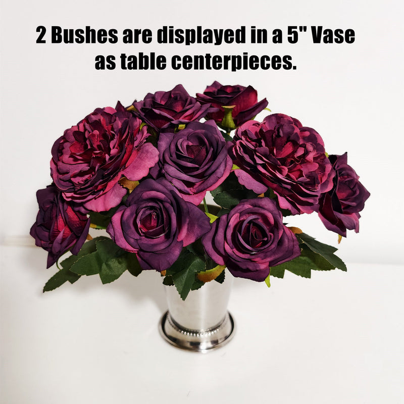 11 Inch Artificial Plum Peony Bush Stems, 10 Pcs Silk Flowers for Table Centerpieces