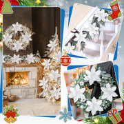 10 Pcs Artificial Poinsettia Flowers Christmas Ornaments Plush Red Holiday Decor