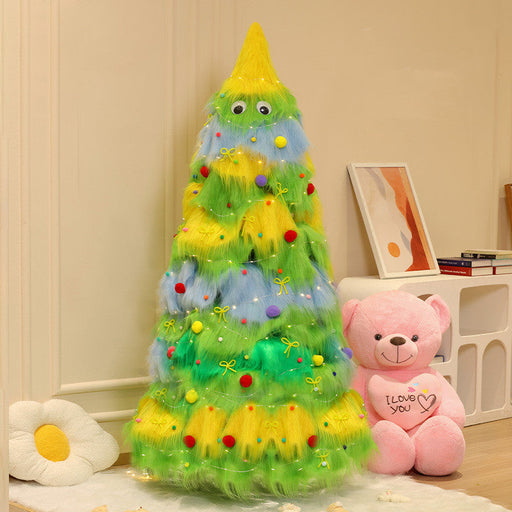 Charming Plush Christmas Tree with LED Lights, Bulk Wholesale, Artificial Holiday Decor