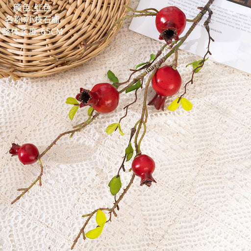 25.5 Inch Artificial Pomegranate Stems Spray 6 Pcs Autumn Decoration Faux Fruit
