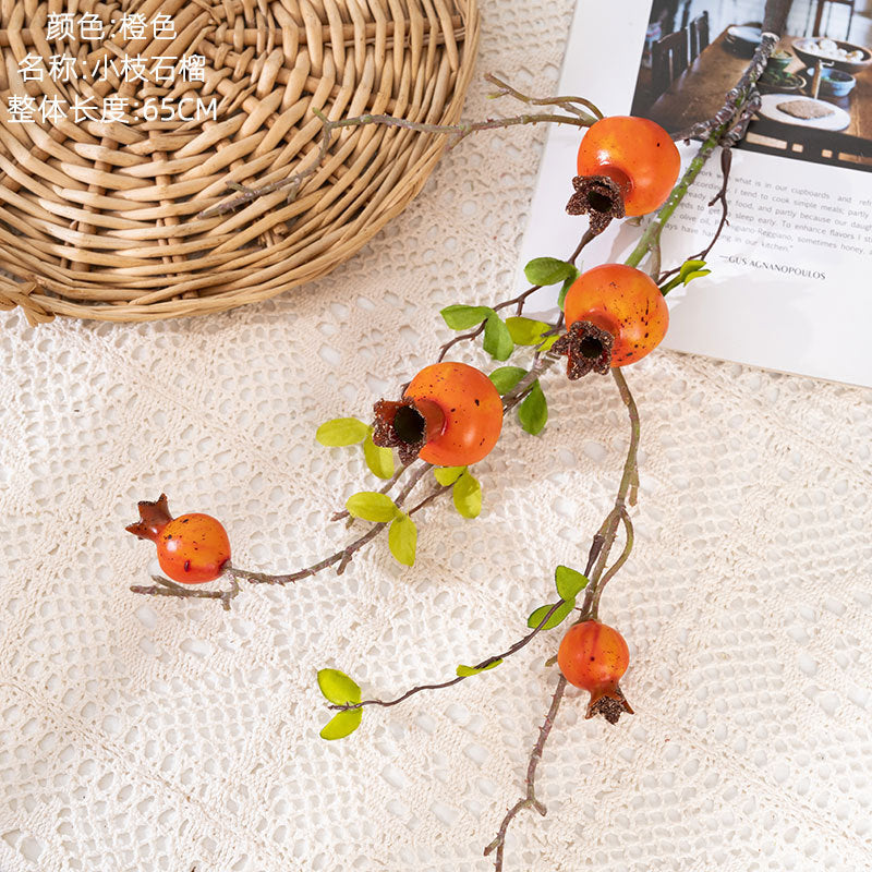 25.5 Inch Artificial Pomegranate Stems Spray 6 Pcs Autumn Decoration Faux Fruit