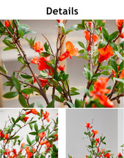 35 Inch Artificial Silk Pomegranate Flower Branches Spray – Bulk Quantity