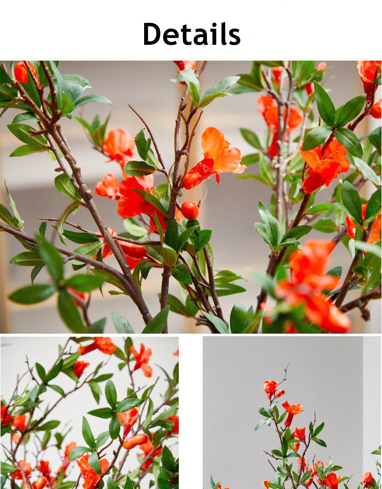 35 Inch Artificial Silk Pomegranate Flower Branches Spray – Bulk Quantity
