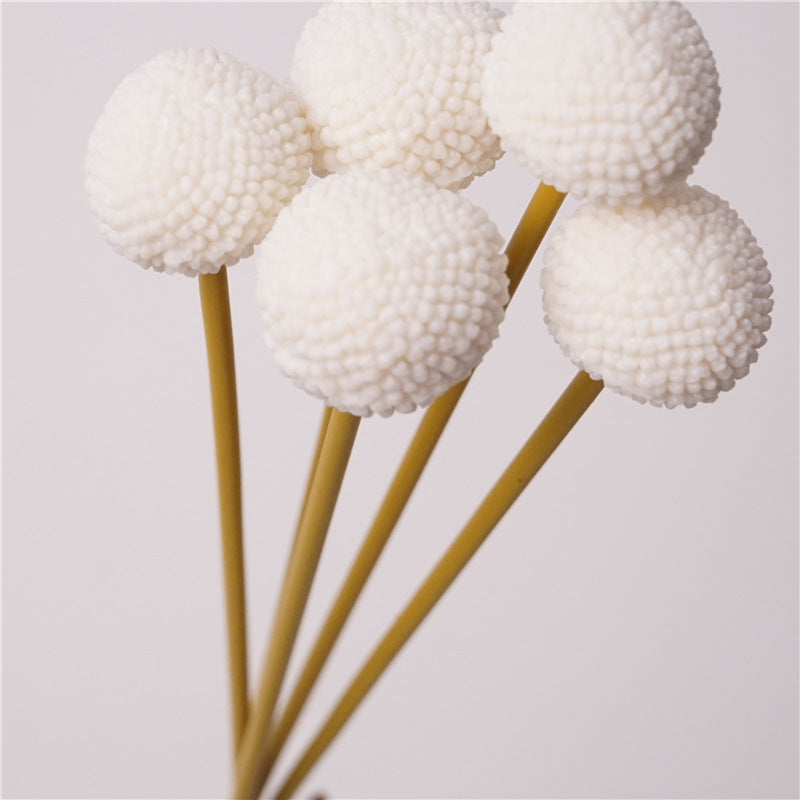 Real Touch Pom Pom Mum Flowers Bouquet, 5 Stems, Artificial Silk Blooms