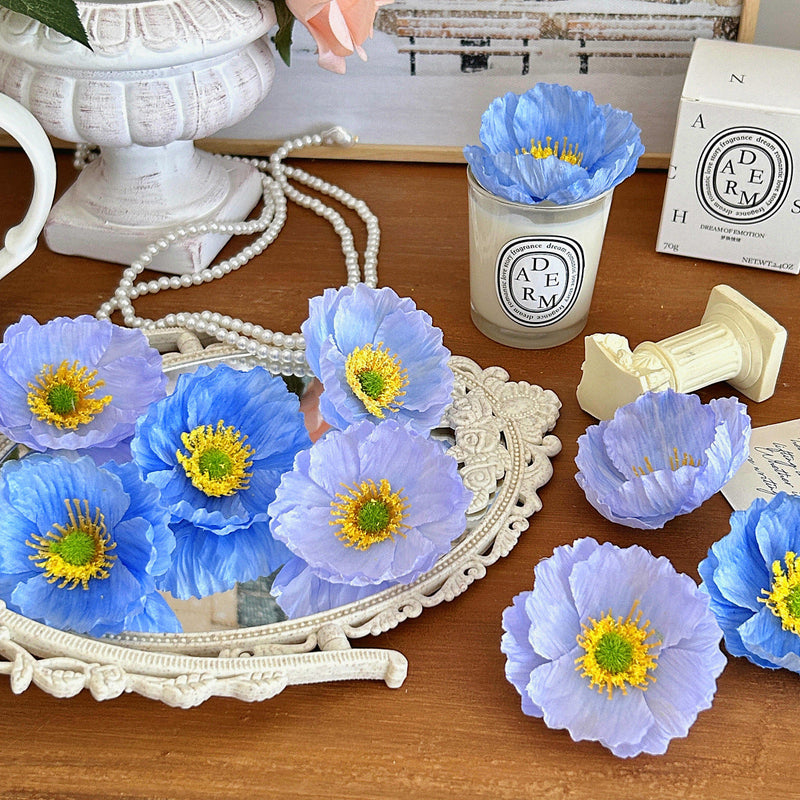 10 Pcs Silk Poppy Flower Heads for Crafts Bulk Artificial Flower Supplies