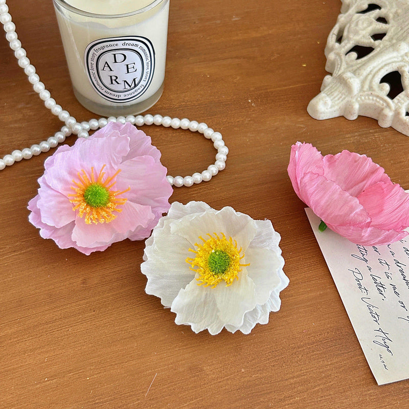 10 Pcs Silk Poppy Flower Heads for Crafts Bulk Artificial Flower Supplies