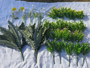 27 Pcs Large Outdoor Artificial Fern Plants with Faux Poppy Flowers UV Resistant