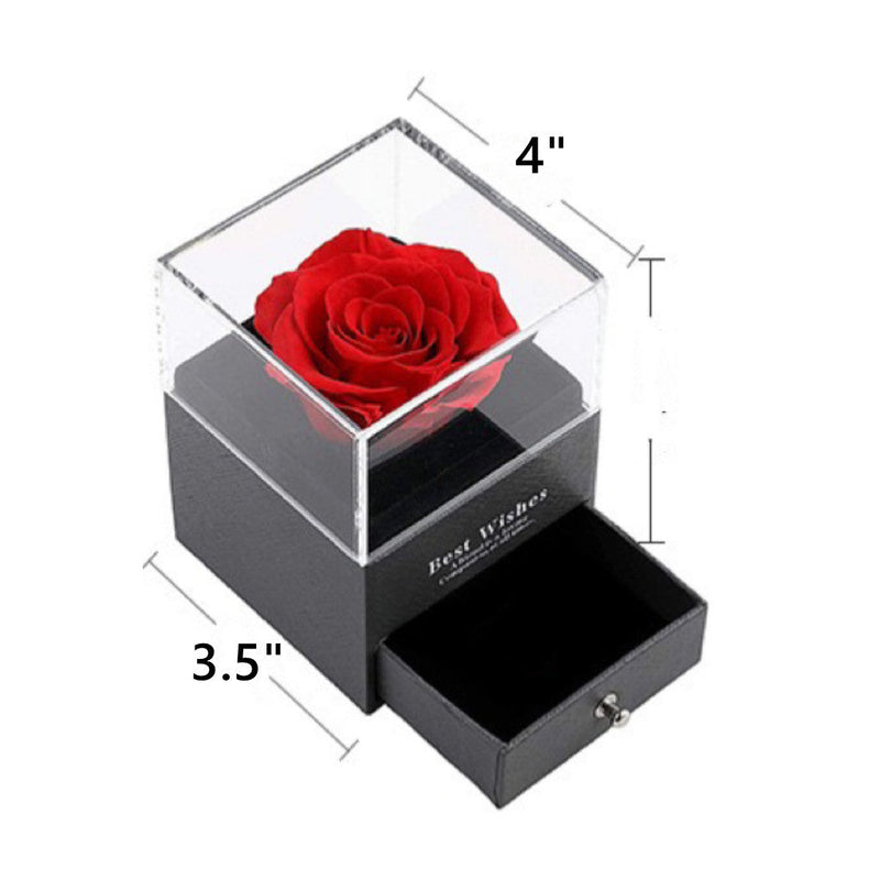 3 Pcs Preserved Rose Artificial Flowers with Jewelry Box and Card for Birthday Gifts