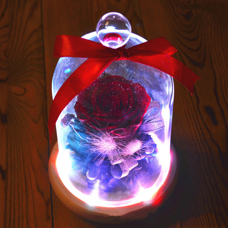 4 Pcs Preserved Rose Jewelry Ring with Gift Card Valentine Bulk Set