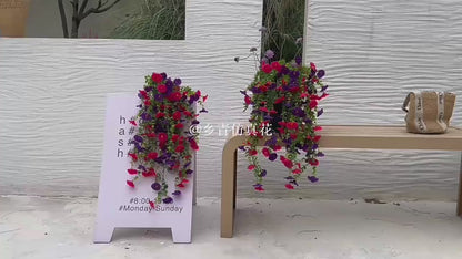 Premium 2 Pcs Morning Glory Vines Silk Flowers UV Resistant Waterproof Wedding Arch Backdrops Hanging Baskets Indoor Outdoor