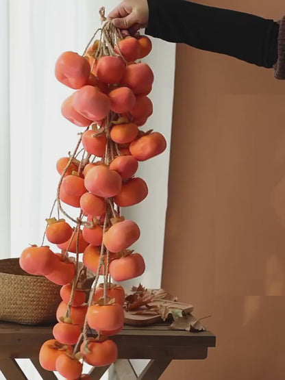 Bulk 2 Pcs Persimmon Garlands Real Touch Fade Resistance for Indoor Outdoor Home Decor Thanksgiving Photo Studio Backdrops Wholesale
