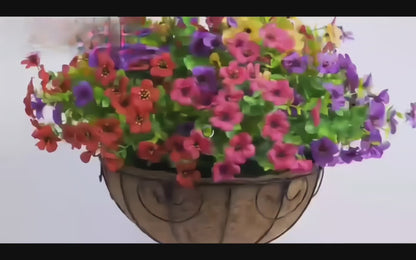 Premium Artificial Hanging Flower Basket UV-Resistant Silk Daisy Eucalyptus Outdoor Porch Patio Balcony Yard All-Weather 3D Pistil