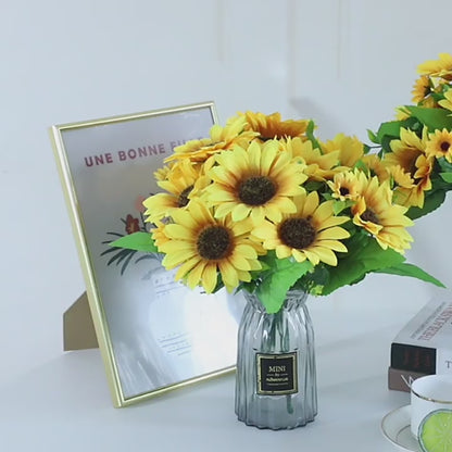 Bulk 2 Pcs Artificial Sunflower Bouquets Arrangements with Stems Photogenic Wedding Props for Bridal Bouquets Spring Baby Gender Reveal Backdrops Boho Farmhouse Mantel Styling Wholesale