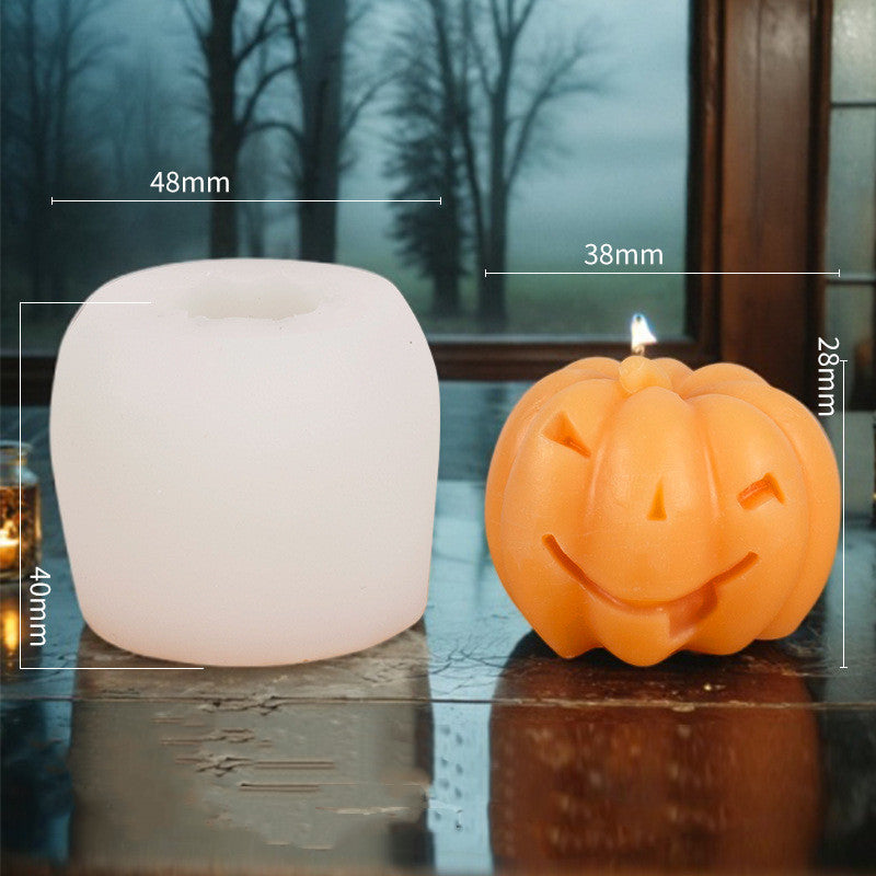 Halloween Pumpkin Candle Mold - Silicone Candle Making Mould for DIY Halloween Decorations, Flexible & Reusable, Easy to Demold