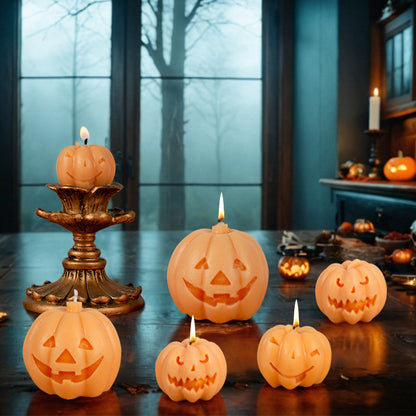 Halloween Pumpkin Candle Mold - Silicone Candle Making Mould for DIY Halloween Decorations, Flexible & Reusable, Easy to Demold