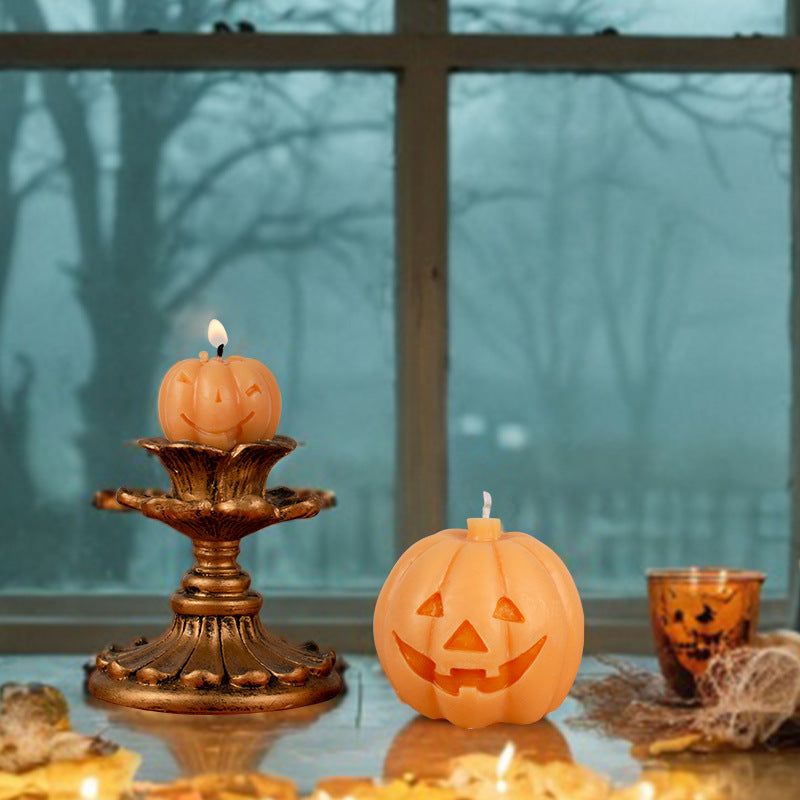 Halloween Pumpkin Candle Mold - Silicone Candle Making Mould for DIY Halloween Decorations, Flexible & Reusable, Easy to Demold