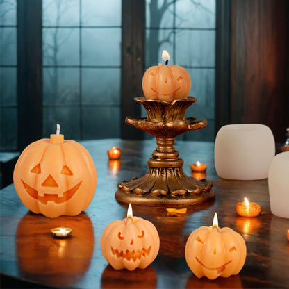 Halloween Pumpkin Candle Mold - Silicone Candle Making Mould for DIY Halloween Decorations, Flexible & Reusable, Easy to Demold