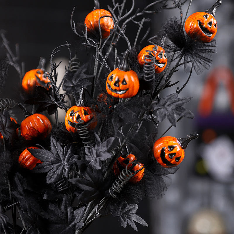 5 Pcs 18 Inch Artificial Pumpkin Stems Branches Spray Halloween Decoration