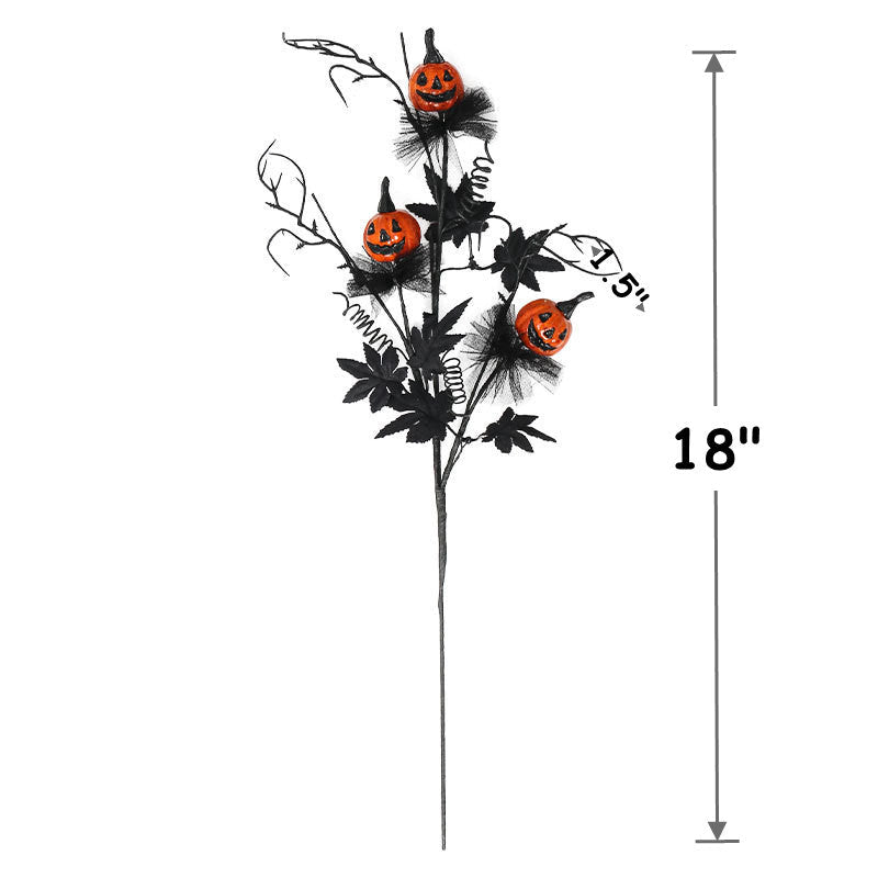 5 Pcs 18 Inch Artificial Pumpkin Stems Branches Spray Halloween Decoration
