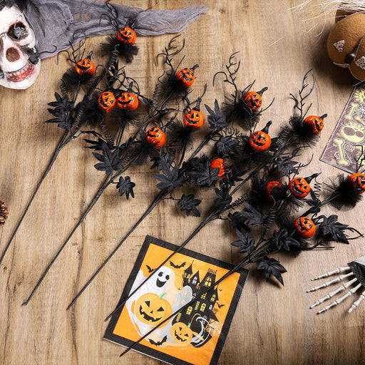 5 Pcs 18 Inch Artificial Pumpkin Stems Branches Spray Halloween Decoration