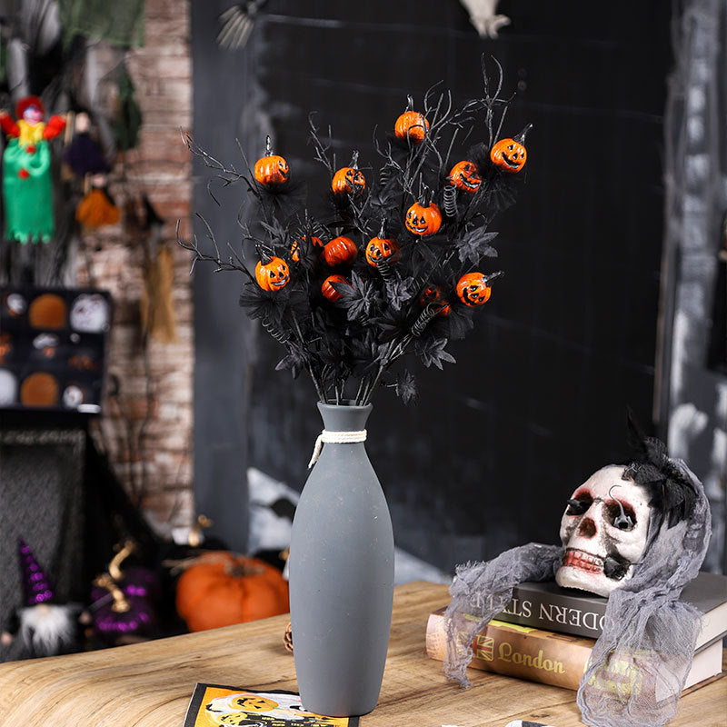 5 Pcs 18 Inch Artificial Pumpkin Stems Branches Spray Halloween Decoration