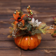 3 Pcs Artificial Pumpkin Table Centerpiece Set for Fall Harvest Halloween Thanksgiving Decor
