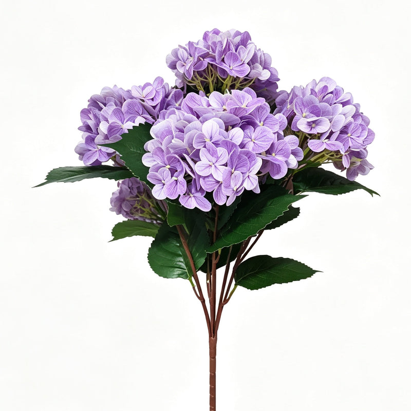 Real Touch Faux Hydrangea Bush, 24-Inch Large Artificial Flowers with 7 Heads, UV Resistant for Outdoor Planters, Wedding Arch & Home Decor