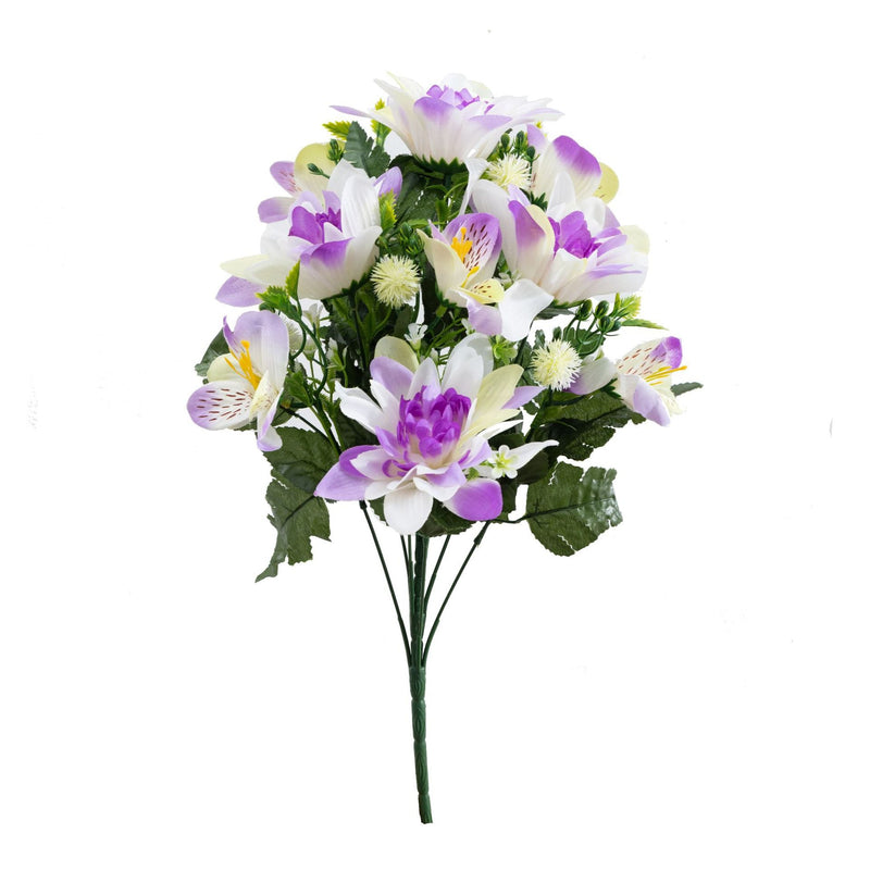 18 Inch Artificial Dahlia Flower Bush 1 Pc Silk Cemetery Memorial Grave Decor