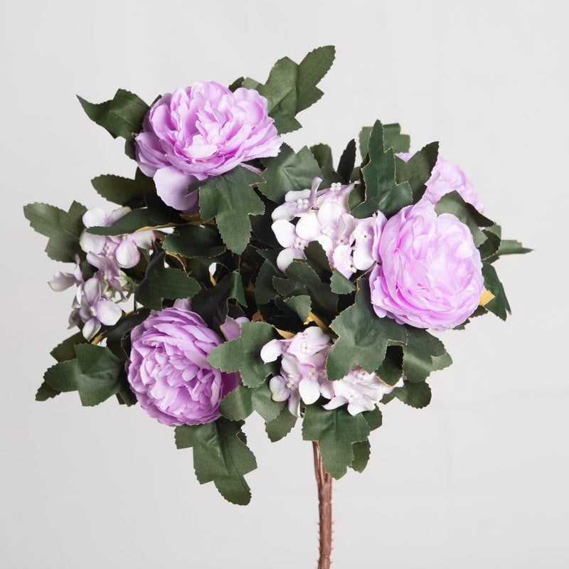 16 Inch Vintage Peony Bush Bouquet with Mixed Hydrangea, 1 Bulk Artificial Silk Flowers for Wedding Crafts Party