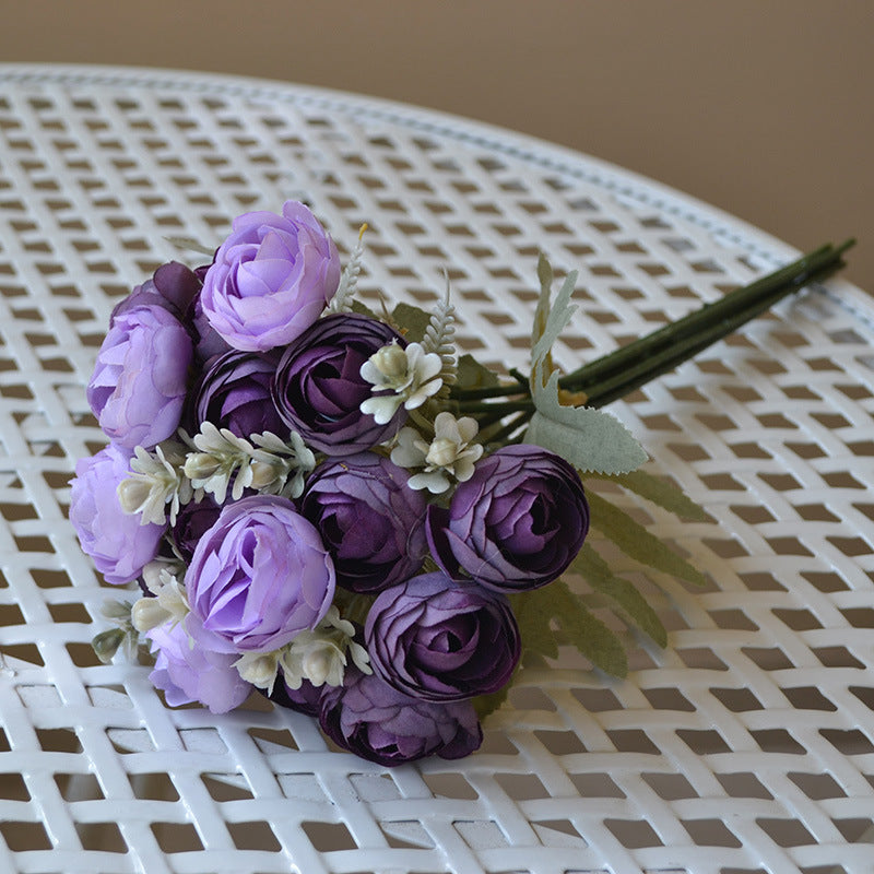 12.6 Inch Silk Ranunculus Bouquet, 1 Stem, Artificial Flower for Wedding Centerpieces, Home Decor, Spring Events