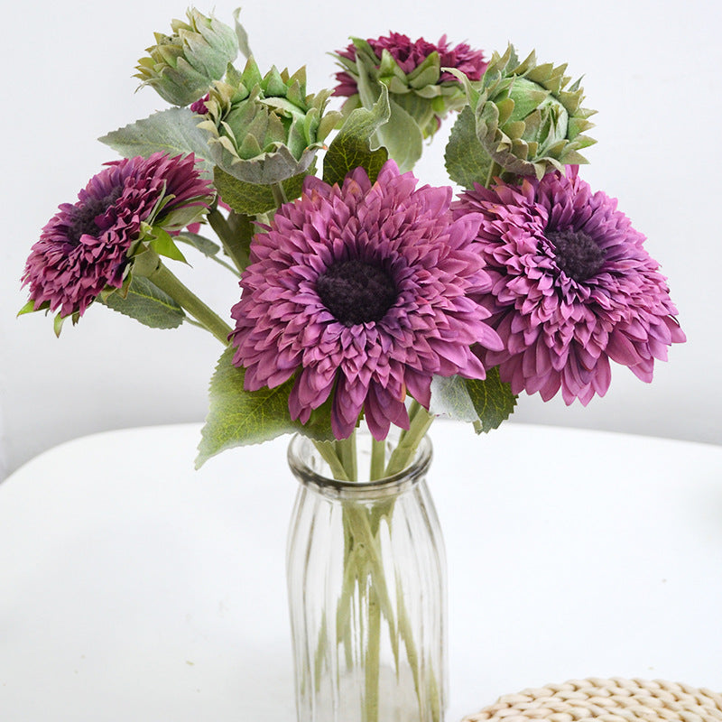 17 Inch Artificial Sunflower Stems 10 Pcs Bulk Fall Decoration Helianthus Annuus Teddy Bear
