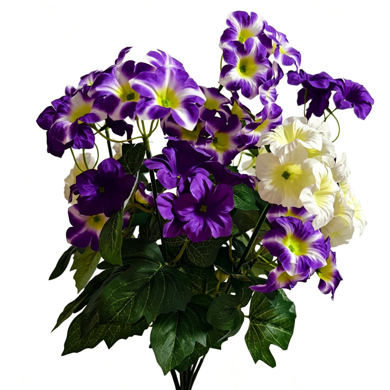 19 Inch UV-Resistant Artificial Silk Petunias, Realistic Outdoor Decor, Bulk Quantity